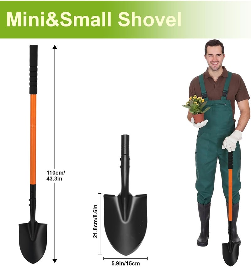 Pragmatist Small Shovel 43.3Inch Durable Metal Shovel for Digging Small Spade Shovel Garden Shovel for Gardening Digging Camping Farming and Outdoors, Orange - Image 2